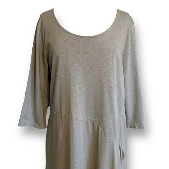 J Jill purejill Womens Easy Knit Seamed Dress XL Sage Green Cotton Modal Coastal - Picture 3 of 7